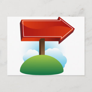 Schild mit rotem Pfeil im Freien Postkarte