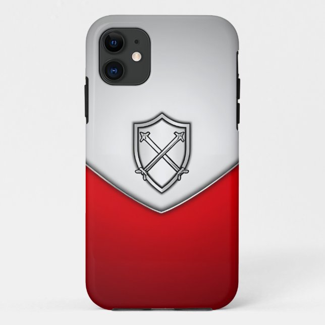 Schild mit überkreuzten Schwertern Silber und Rot Case-Mate iPhone Hülle (Rückseite)