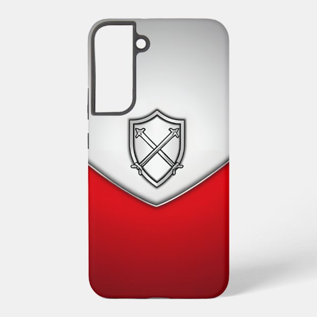 Schild mit überkreuzten Schwertern Silber und Rot Samsung Galaxy Hülle (Rückseite)