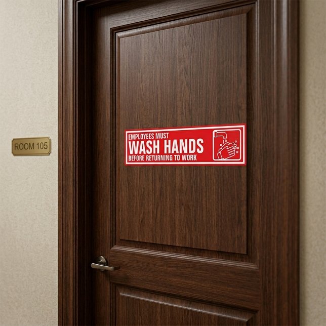 Schild Mitarbeiter müssen Hände waschen Autoaufkleber (Self-adhesive Employees Must Wash Hands Sign)