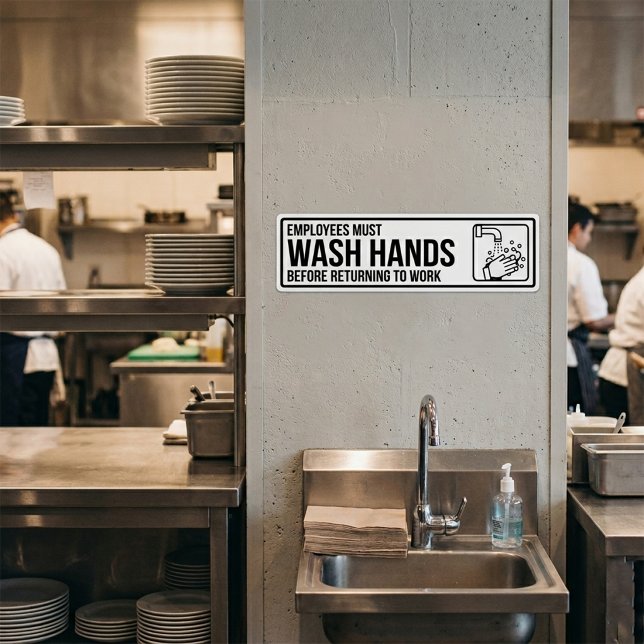 Schild Mitarbeiter müssen Hände waschen Autoaufkleber (Self-adhesive Employees Must Wash Hands Sign)