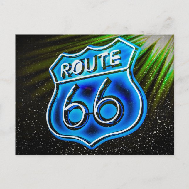 Schild Route 66 Postkarte (Vorderseite)