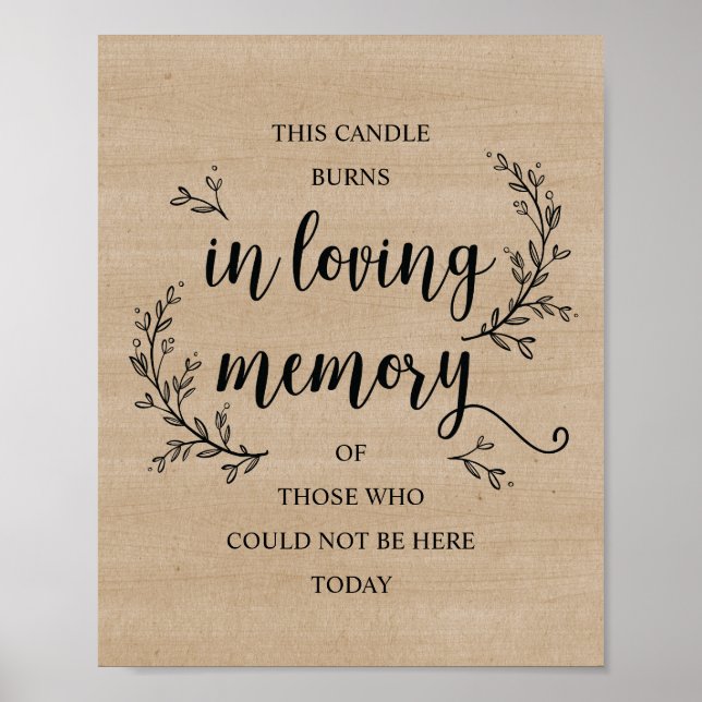 Schild "Rustic Vines Wedding Memorial" (CANDLE) (Vorne)
