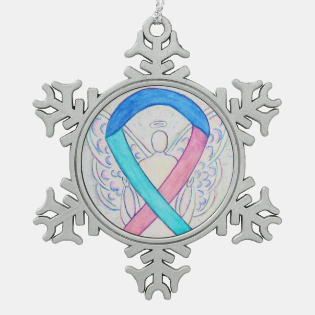 Schilddrüsenkrebs-Bewusstsein Band Engel Ornament (Vorderseite)