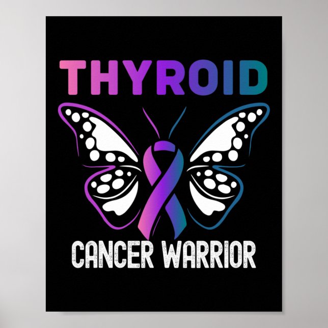 Schilddrüsenkrebs-Bewusstsein Butterfly Poster (Vorne)
