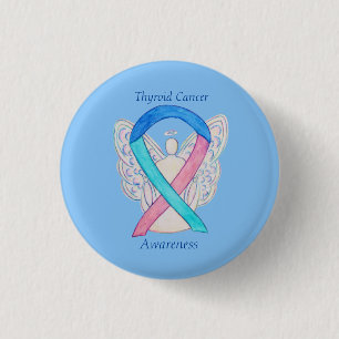 Schilddrüsenkrebs Engel Awareness Ribbon Buttone Button