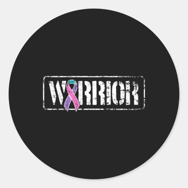 Schilddrüsenkrebs Krieger-Militärisches Bewusstsei Runder Aufkleber (Vorderseite)