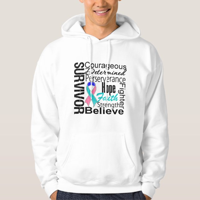 Schilddrüsenkrebs-Überlebend-Collage Hoodie (Vorderseite)