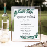 Schilderung des Cocktail-Menüs in vielen Blättern Poster<br><div class="desc">Mit unserem charmanten Hochzeitsschild laden wir Sie ein, eine Lieblingswoche zu erleben. 11x14 Bar signiert mit "Signaturcocktails" in Kalligraphie-Schriftzeichen. Personalisieren Sie Ihre Spezialgetränke mit sechs eigenen Textfeldern und fügen Sie Ihre Initialen und das Hochzeitstag ganz unten hinzu. Dieses Schild ist eine schicke Ergänzung zu Ihrer Hochzeitssuite und wird mit botanischen...</div>