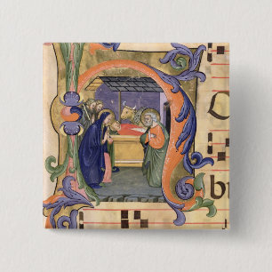 Schilderung Initiale "H" Frau 571 f.6r Historiated Button