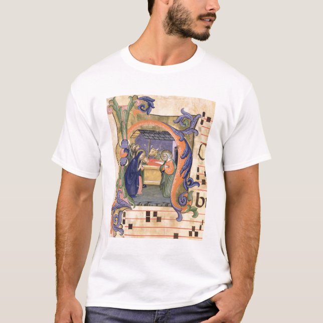 Schilderung Initiale "H" Frau 571 f.6r Historiated T-Shirt (Vorderseite)