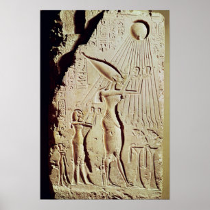 Schilderung von Amenophis IV, von Nefertiti und Poster