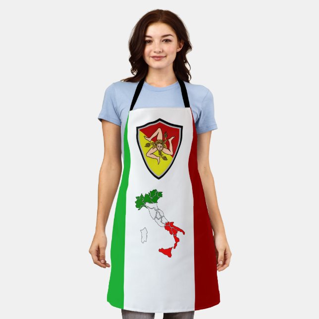 Schildflagge Siziliens (Italien) Schürze (Getragen)