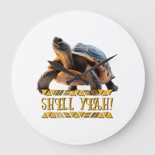 Schildkröte 001 Panzer Ja! Große Wanduhr