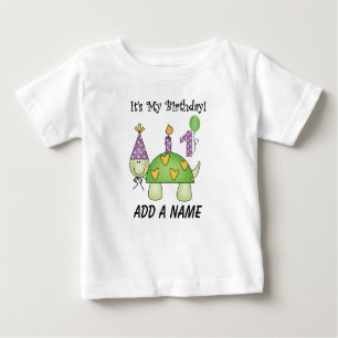 Schildkröte-1. Geburtstags-personalisiertes Baby T-shirt