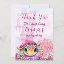 Schildkröte 4. Geburtstag, unter dem Meer Dankeskarte