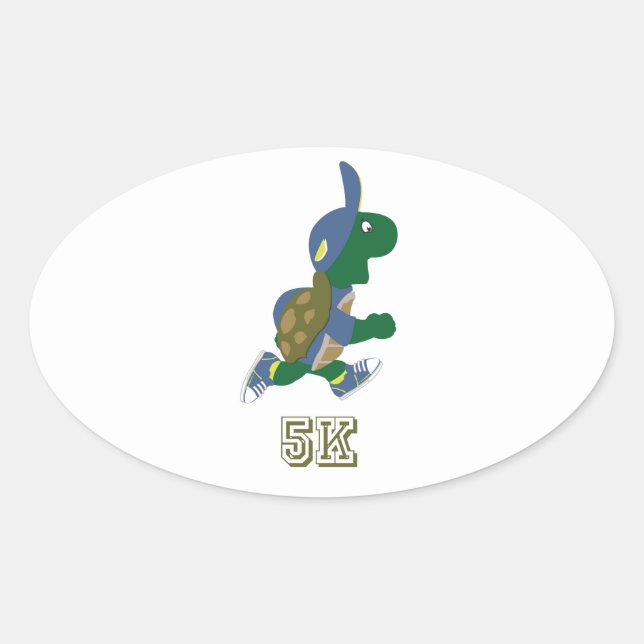 Schildkröte 5K - Blau Ovaler Aufkleber (Vorderseite)