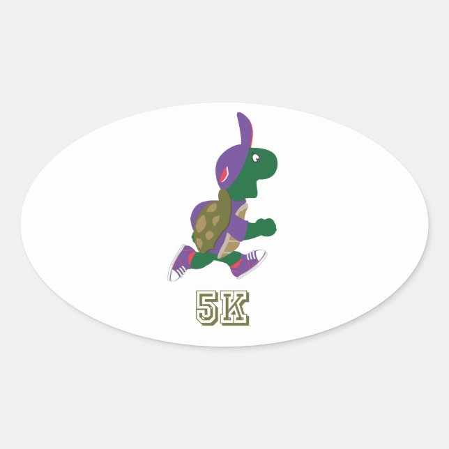 Schildkröte 5K - Lila Ovaler Aufkleber (Vorderseite)