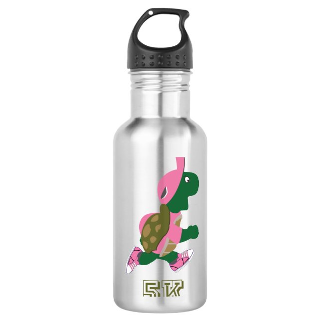 Schildkröte 5K - Rosa Edelstahlflasche (Vorderseite)