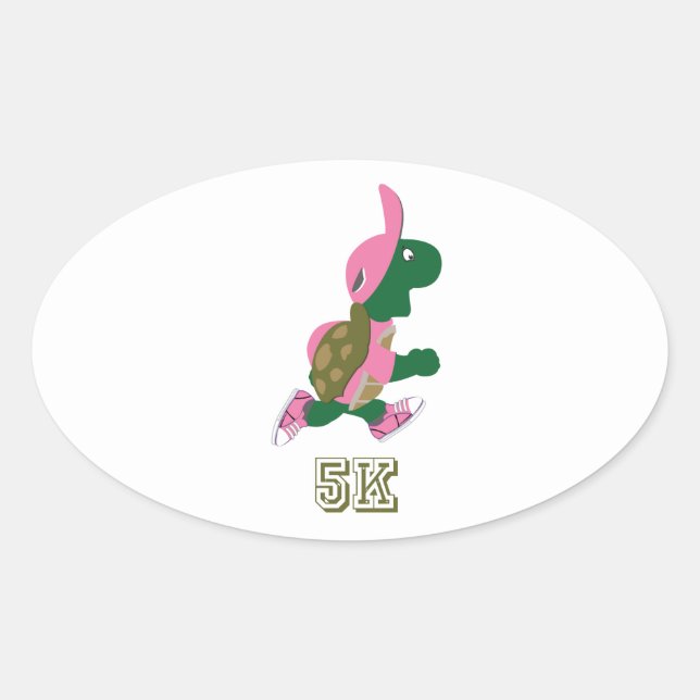 Schildkröte 5K - Rosa Ovaler Aufkleber (Vorderseite)