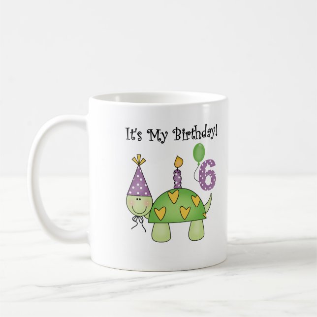 Schildkröte 6. Geburtstag Tasse (Links)