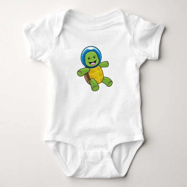 Schildkröte als Astronaut mit Glaskugel Baby Strampler (Vorderseite)