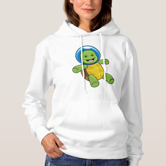 Schildkröte als Astronaut mit Glaskugel Hoodie (Vorderseite)