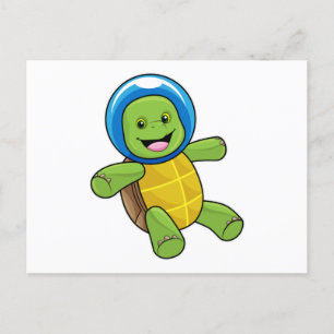 Schildkröte als Astronaut mit Glaskugel Postkarte