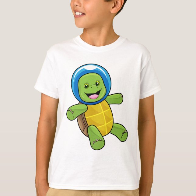 Schildkröte als Astronaut mit Glaskugel T-Shirt (Vorderseite)