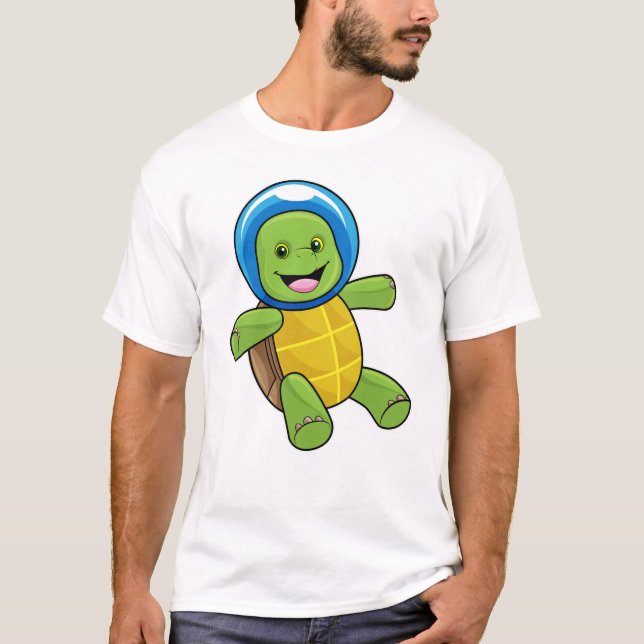 Schildkröte als Astronaut mit Glaskugel T-Shirt (Vorderseite)