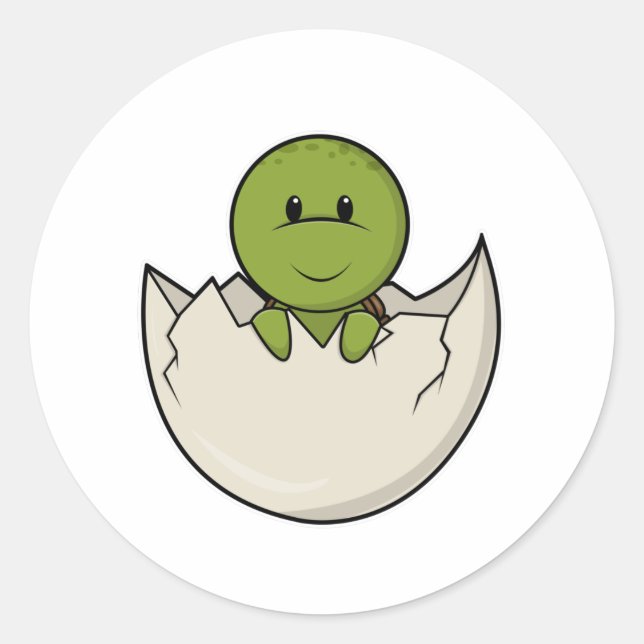 Schildkröte als Baby mit Ei-Muschel Runder Aufkleber (Vorderseite)