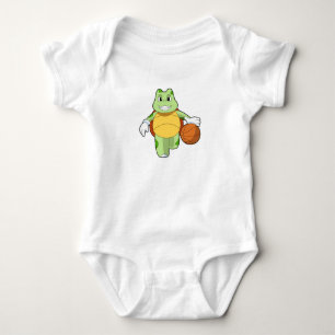 Schildkröte als Basketballspieler mit Basketball.P Baby Strampler