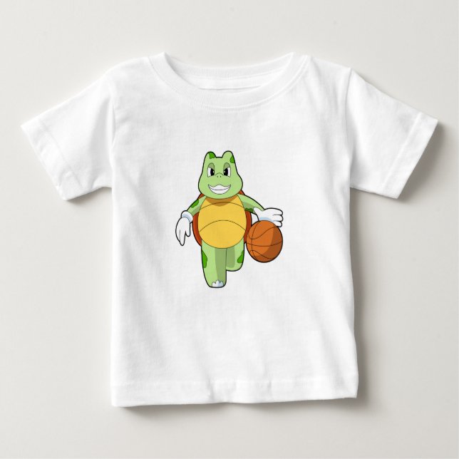 Schildkröte als Basketballspieler mit Basketball.P Baby T-shirt (Vorderseite)