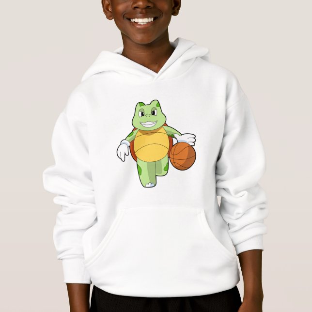 Schildkröte als Basketballspieler mit Basketball.P Hoodie (Vorderseite)