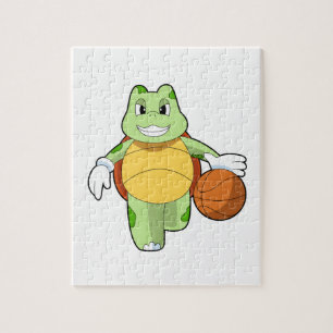 Schildkröte als Basketballspieler mit Basketball.P Puzzle