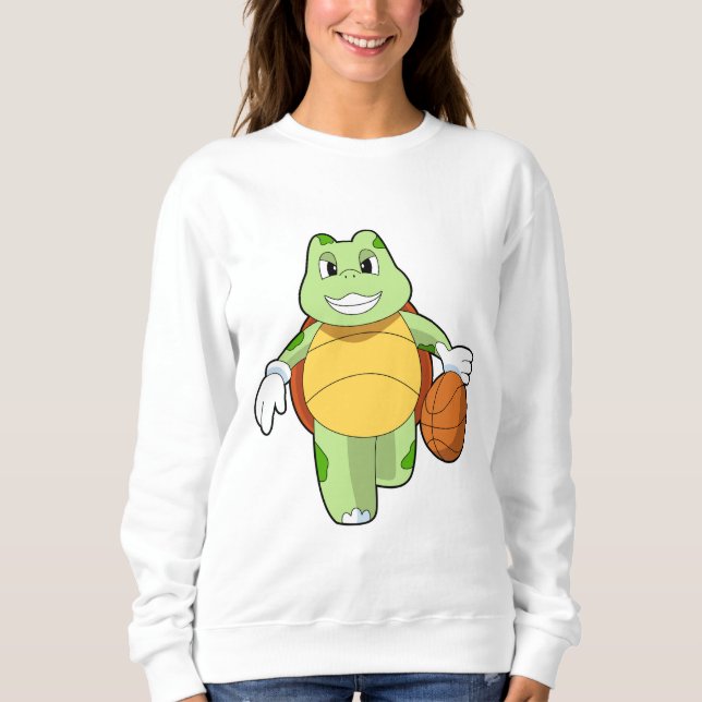 Schildkröte als Basketballspieler mit Basketball.P Sweatshirt (Vorderseite)