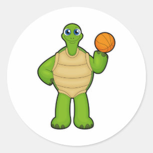 Schildkröte als Basketballspieler mit Basketball Runder Aufkleber