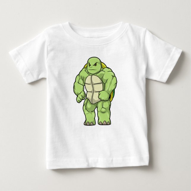 Schildkröte als Bodybuilder mit Sechserpack Baby T-shirt (Vorderseite)