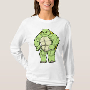Schildkröte als Bodybuilder mit Sechserpack T-Shirt