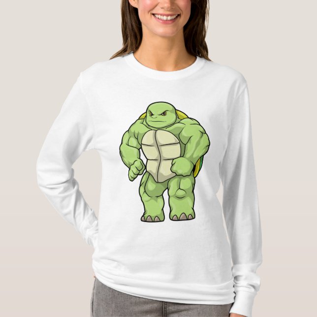 Schildkröte als Bodybuilder mit Sechserpack T-Shirt (Vorderseite)