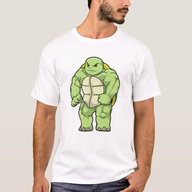 Schildkröte als Bodybuilder mit Sechserpack T-Shirt (Vorderseite)