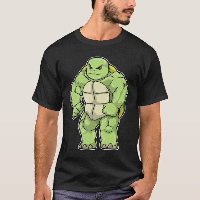 Schildkröte als Bodybuilder mit Sechserpack T-Shirt (Vorderseite)