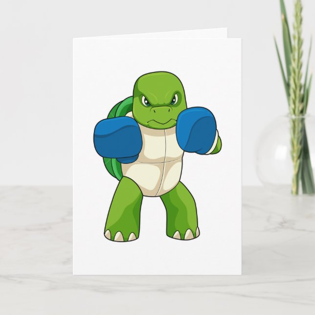 Schildkröte als Boxer mit Boxhandschuhen Karte (Vorderseite)