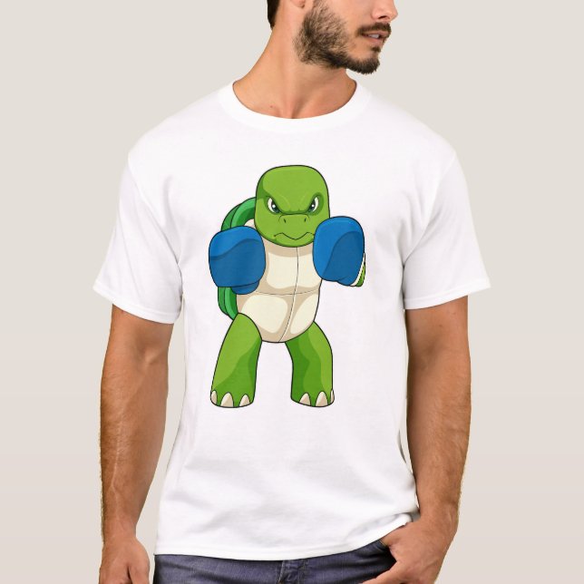 Schildkröte als Boxer mit Boxhandschuhen T-Shirt (Vorderseite)