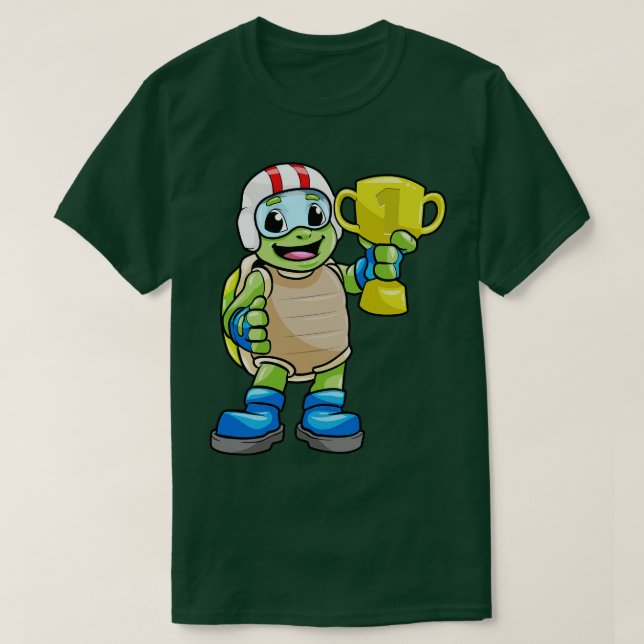 Schildkröte als Champion mit Trophäe T-Shirt (Design vorne)