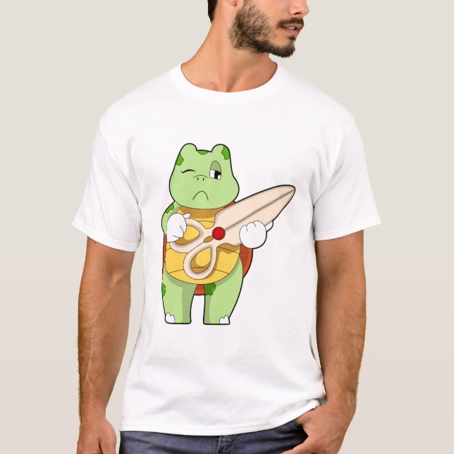 Schildkröte als Friseur mit Schere T-Shirt (Vorderseite)