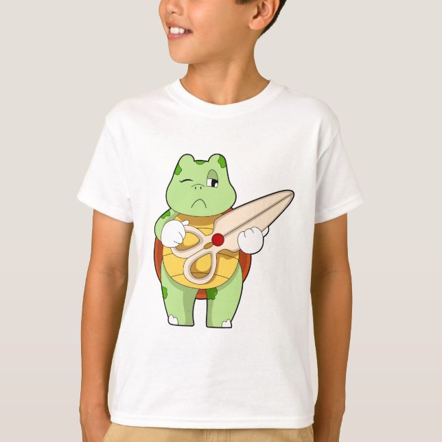 Schildkröte als Friseur mit Schere T-Shirt (Vorderseite)