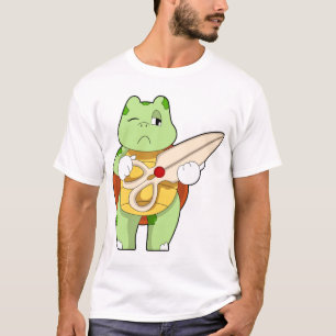 Schildkröte als Friseur mit Schere T-Shirt