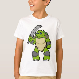 Schildkröte als Krieger mit Schwert T-Shirt