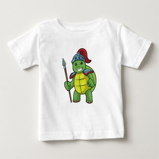 Schildkröte als Krieger mit Spear & Helmet Baby T-shirt (Vorderseite)